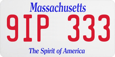 MA license plate 9IP333