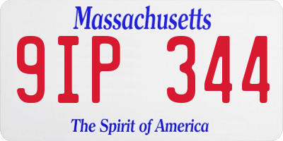 MA license plate 9IP344