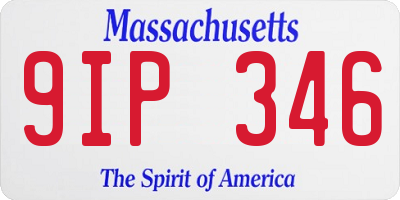 MA license plate 9IP346