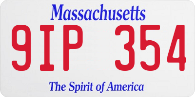 MA license plate 9IP354