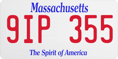 MA license plate 9IP355