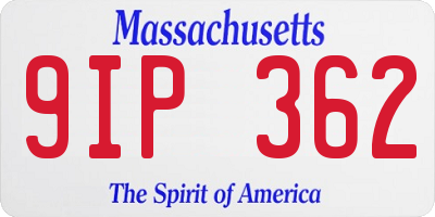 MA license plate 9IP362