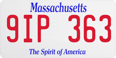 MA license plate 9IP363