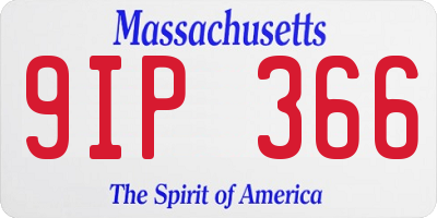 MA license plate 9IP366