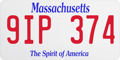 MA license plate 9IP374