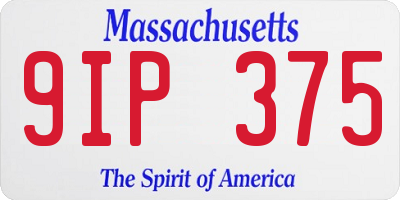 MA license plate 9IP375