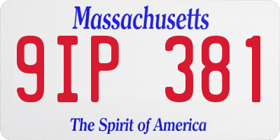 MA license plate 9IP381