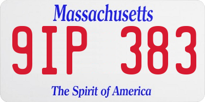 MA license plate 9IP383