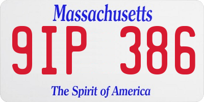 MA license plate 9IP386