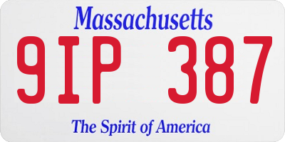 MA license plate 9IP387