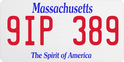 MA license plate 9IP389