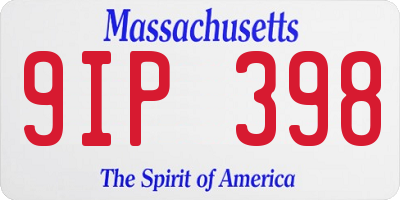 MA license plate 9IP398