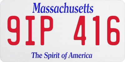MA license plate 9IP416