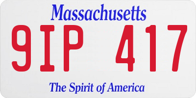MA license plate 9IP417