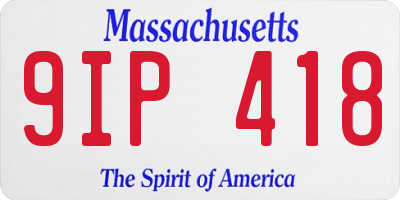 MA license plate 9IP418