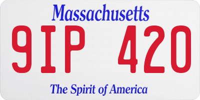 MA license plate 9IP420