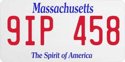 MA license plate 9IP458