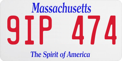 MA license plate 9IP474