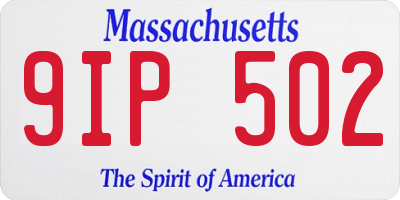 MA license plate 9IP502