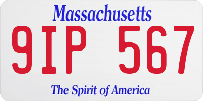 MA license plate 9IP567