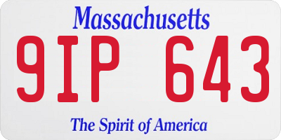 MA license plate 9IP643