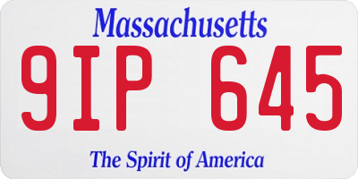 MA license plate 9IP645