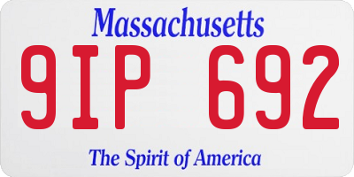 MA license plate 9IP692