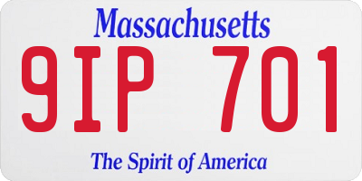 MA license plate 9IP701