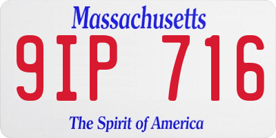 MA license plate 9IP716