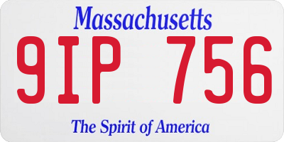 MA license plate 9IP756