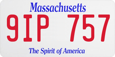 MA license plate 9IP757