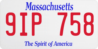 MA license plate 9IP758