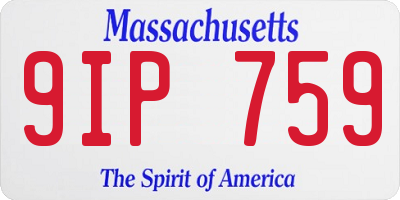 MA license plate 9IP759