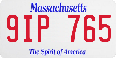 MA license plate 9IP765