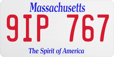 MA license plate 9IP767