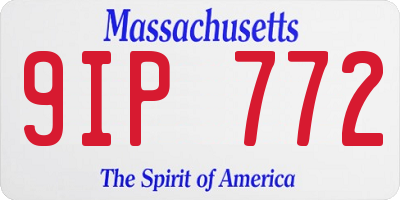 MA license plate 9IP772