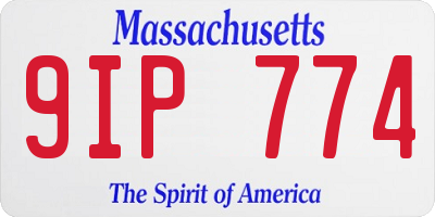 MA license plate 9IP774