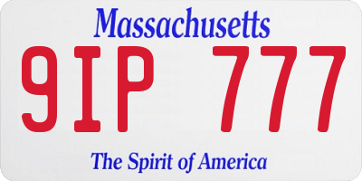 MA license plate 9IP777