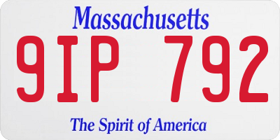 MA license plate 9IP792