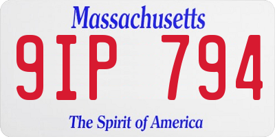 MA license plate 9IP794