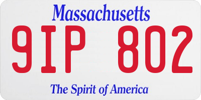MA license plate 9IP802