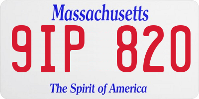 MA license plate 9IP820