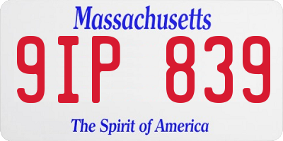 MA license plate 9IP839