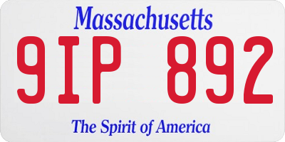 MA license plate 9IP892