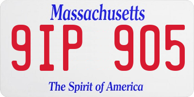 MA license plate 9IP905