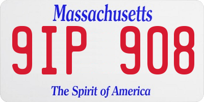 MA license plate 9IP908