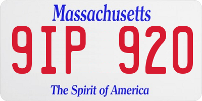 MA license plate 9IP920