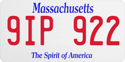MA license plate 9IP922