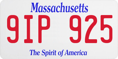 MA license plate 9IP925