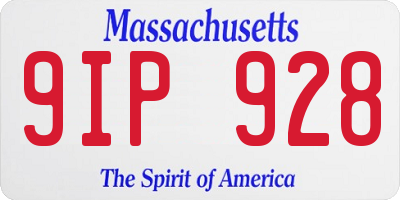 MA license plate 9IP928